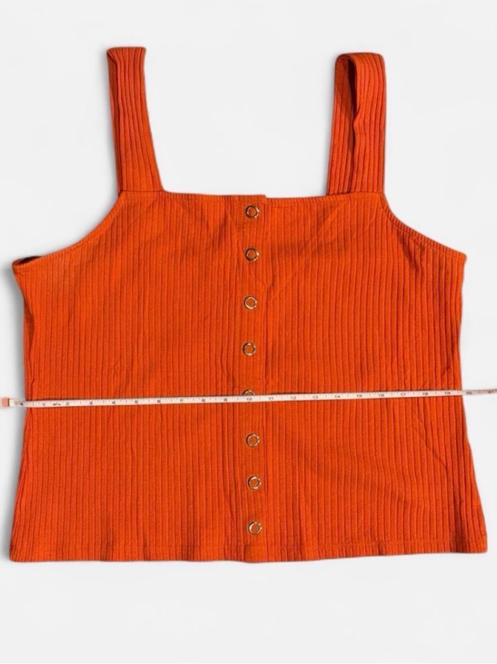 Forever 21 Bright Orange Ribbed Button-Front Tank - Picture 6 of 7